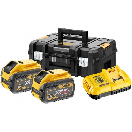 Dewalt akumuliatorių ir įkroviklio rinkinys DCB118Y2T-QW , DCB548 2 x 12 Ah , 54 V, FlexVolt + įkroviklis DCB118 + lagaminas