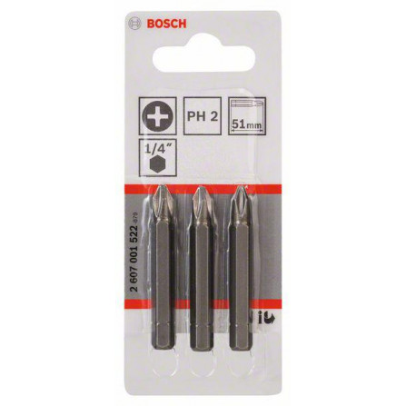 Bosch sukimo antgalių rinkinys, 3 vnt, 49 mm, PH2, 1/4''