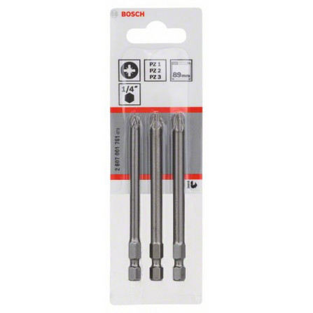 Bosch sukimo antgalių rinkinys, 3 vnt, 89 mm, PZ1, PZ2, PZ3