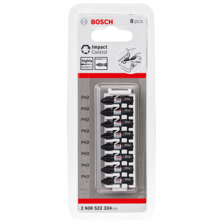 Bosch sukimo antgalių rinkinys Impact Control, 8 vnt, PH2, 25 mm