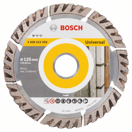 Universalus deimantinis pjovimo diskas statyboms Bosch, 125 x 22,23 x 2 mm, 1 vnt.