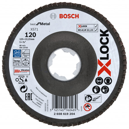 Pjovimo diskas metalui Bosch,X-Lock, 125 x 22,23 mm, 1 vnt.