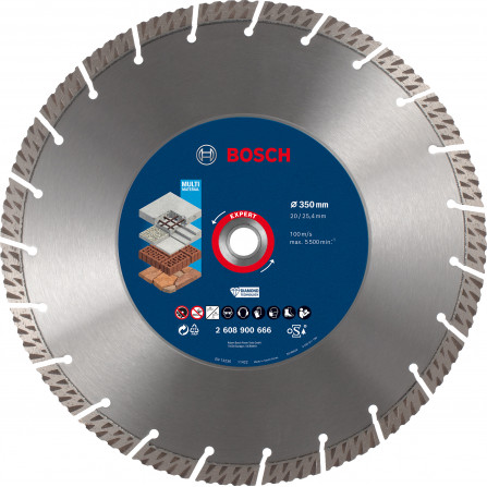 Universalus deimantinis pjovimo diskas statyboms Bosch Expert, 350 x 20/25,40 x 3,3 mm, 1 vnt.