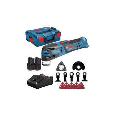 Belaidis daugiafunkcis įrankis Bosch GOP 12V-28 (+ 2x akumuliatoriai + įkroviklis + dėklas + priedai)