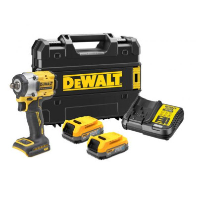 Dewalt akumuliatorinio smūginio veržliarakčio rinkinys, DCF921E2T (+2 x 1.7 ah akumuliatoriai + įkroviklis + dėklas TSTAK), 18 V