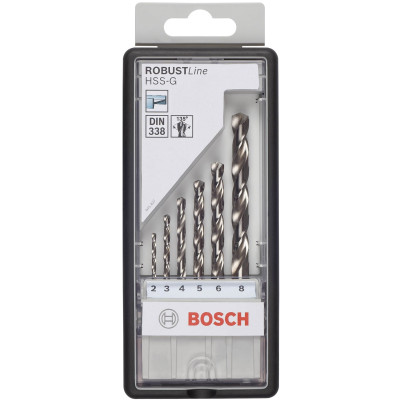 Bosch HSS-G grąžtų komplektas metalui: Ø 2-8 mm, 6 vnt