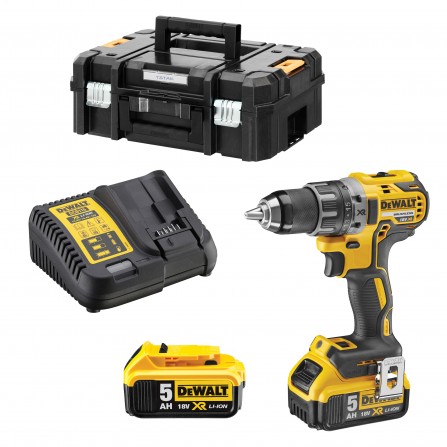 Accuboormachine DeWalt DCD791P2 set, 18 V, 2 x 5 Ah, lader + draagtas