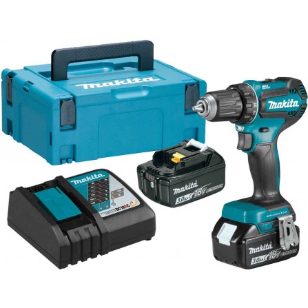 Akumuliatorinio suktuvo Makita DDF485RFJ rinkinys, 18 V, 2 x 3 Ah, įkroviklis + lagaminas