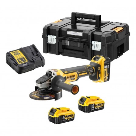 Dewalt akumuliatorinio kampinio šlifuoklio rinkinys DCG405P3, 125 mm, 18 V, 3 x 5 Ah, įkroviklis + lagaminas