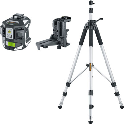 Laserliner skersinių linijų nivelyras su trikoju ir kitais priedais