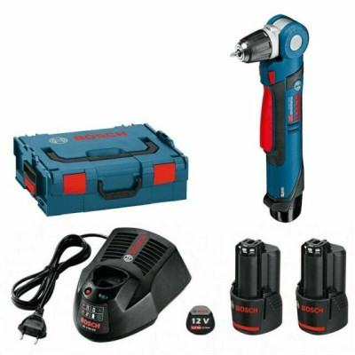 Akumuliatorinio kampinio gręžtuvo Bosch GWB 12V-10 (0601390908) rinkinys, 12 V, 2 x 2 Ah, įkroviklis + lagaminas