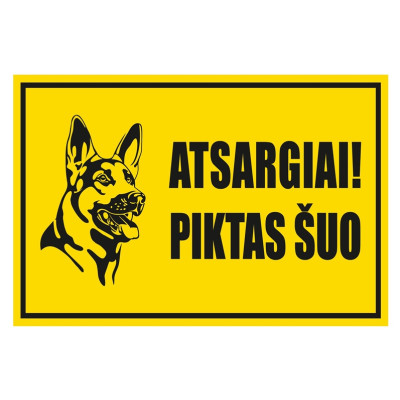 Lipdukas atsargiai piktas šuo 180x120mm