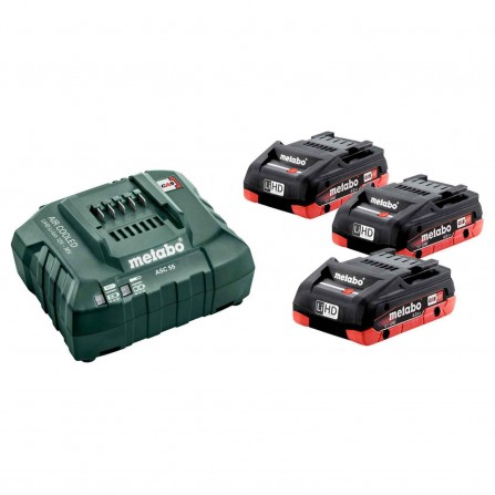 Įkroviklio Metabo ASC30 ir akumuliatorių 3 x 4,0 Ah rinkinys (685132000), 18 V