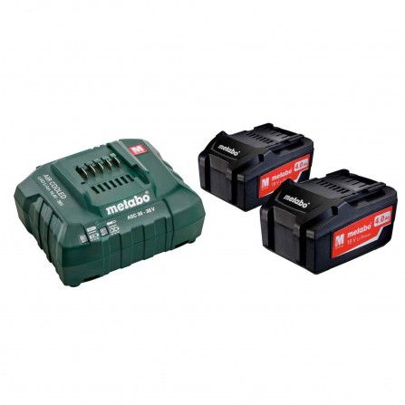 Akumuliatorių 2 x 4,0 Ah, 18 V ir įkroviklio ASC 55 rinkinys Metabo Basic (685050000)