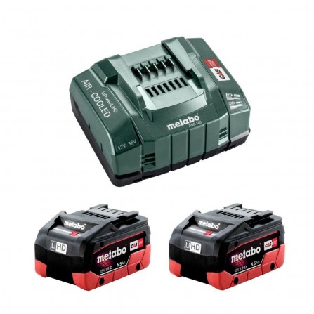 Akumuliatorių 2 x 5,5 Ah, 18 V ir įkroviklio ASC 145 rinkinys Metabo Basic (685122000)
