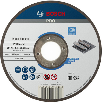 Bosch disque à tronçonner droit Expert pour métal AS 46 S BF, 125 mm, 1,6 mm