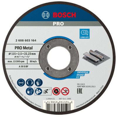 Bosch PRO metaaldoorslijpschijf, 115 x 2,5 x 22,23 mm