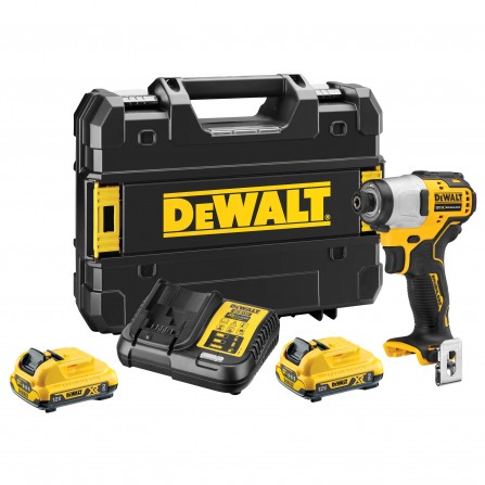 Dewalt akumuliatorinio smūginio suktuvo rinkinys DCF801D2-QW, 12 V, 2 x 2 Ah, įkroviklis + lagaminas