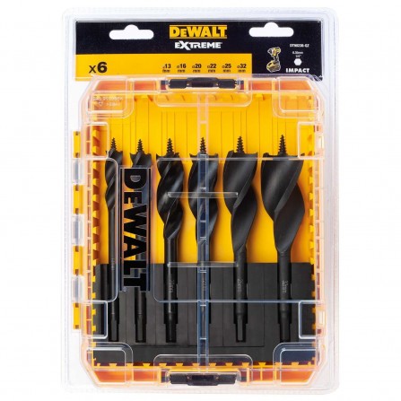Dewalt medienos grąžtų rinkinys su 3 pjovimo briaunomis (DT90238-QZ), 6 vnt.