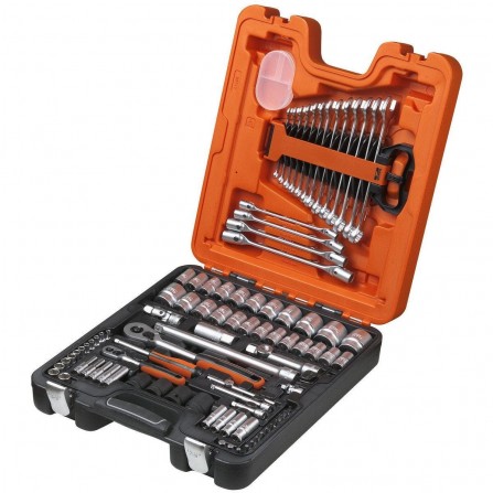 Galvučių, raktų su terkšlėmis ir sukimo antgalių rinkinys Bahco (S87+7), 1/2", 1,4", 94 vnt