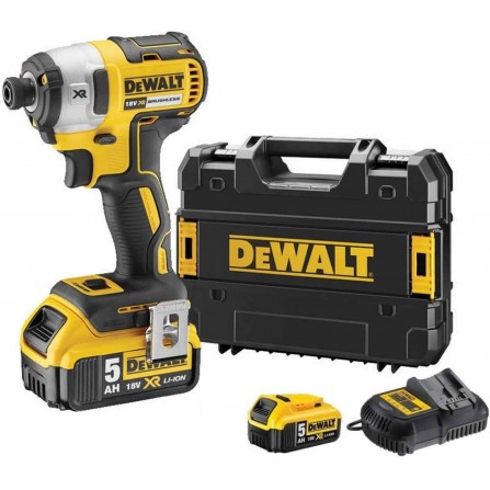 Dewalt akumuliatorinio smūginio suktuvo rinkinys DCF887P2, 18 V, 2 x 5 Ah, įkroviklis + lagaminas