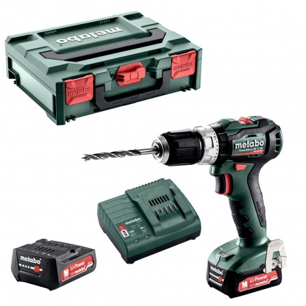 Akumuliatorinio suktuvo-gręžtuvo Metabo PowerMaxx SB 12 BL (601077500) rinkinys, 12 V, 2 x 2 Ah, įkroviklis + lagaminas