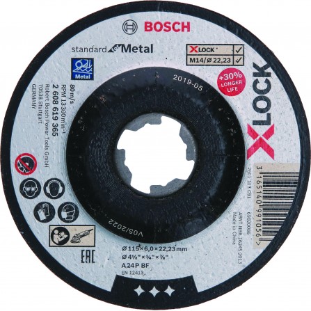 Šlifavimo diskas Bosch X-LOCK Standard for Metal, 115 x 6 mm T27