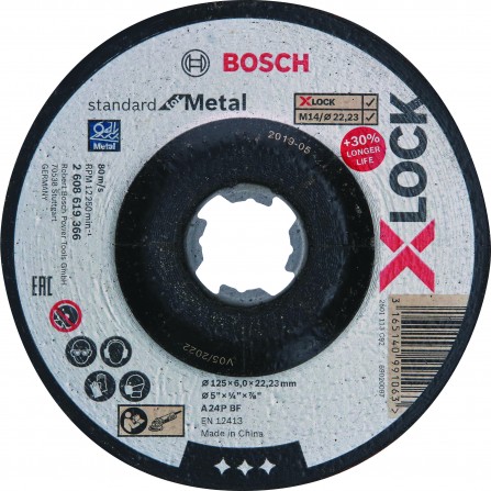 Šlifavimo diskas Bosch X-LOCK Standard for Metal, 125 x 6 mm T27